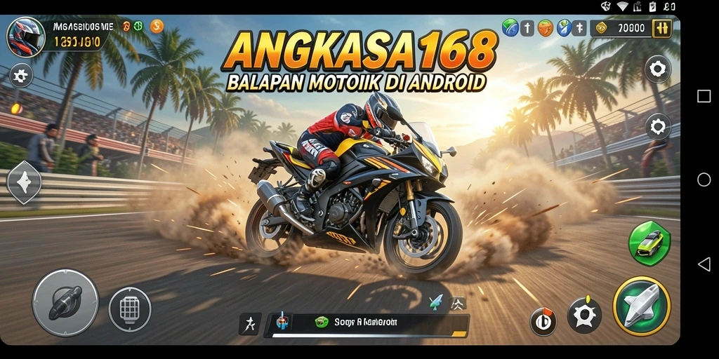 Tampilan gameplay seru di ANGKASA168 dengan balapan motor yang mendebarkan.