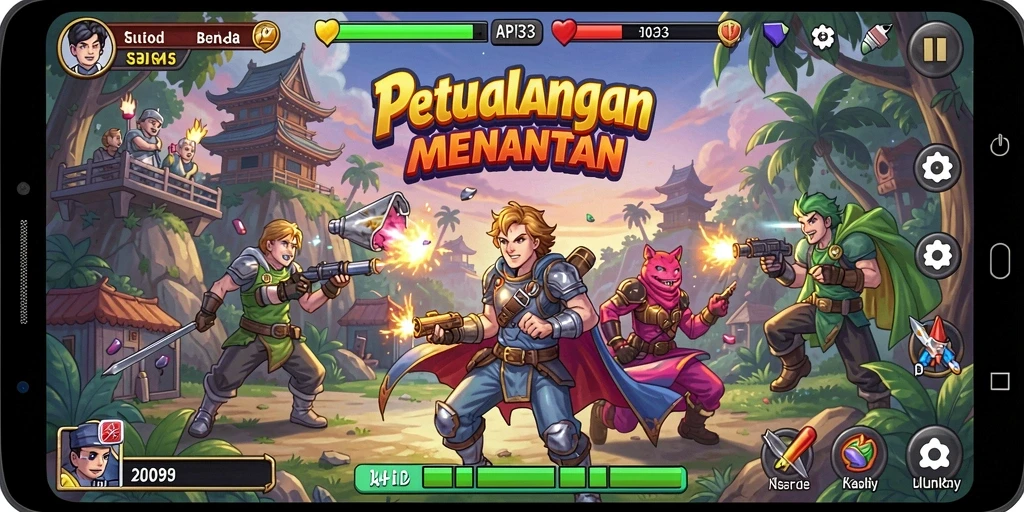 Tampilan gameplay API33 yang menantang dan penuh warna.