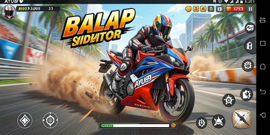 Gameplay mendebarkan dari AYU89 di trek balap.