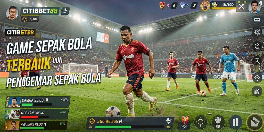 Tangkapan layar gameplay dari CITIBET88 yang memperlihatkan aksi pertandingan sepak bola