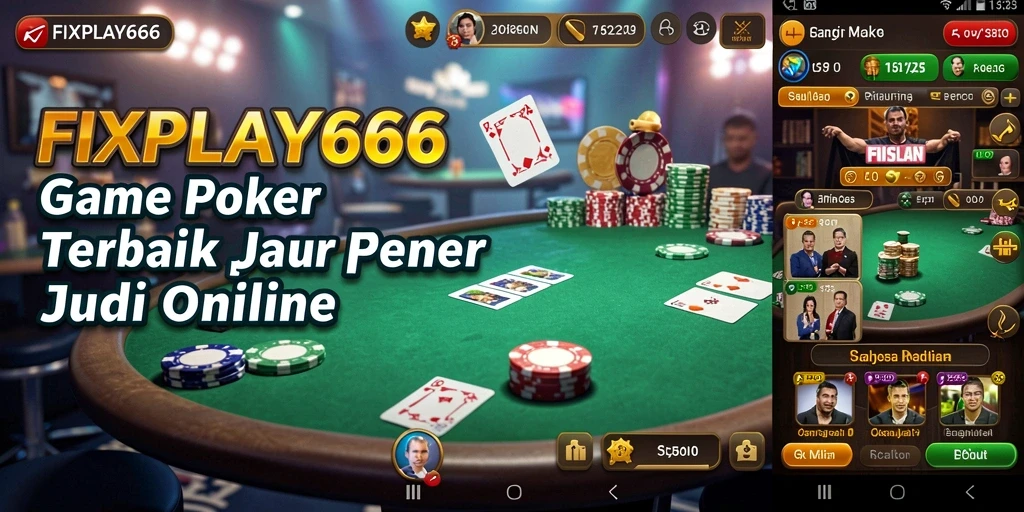 Screenshot utama FIXPLAY666 menunjukkan gameplay poker yang seru dan interaktif.
