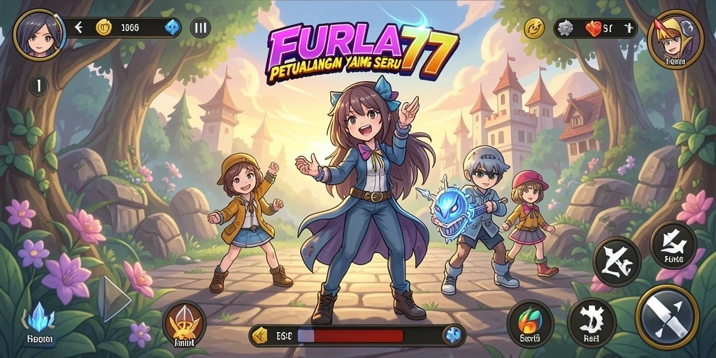 Tampilan gameplay FURLA77 yang penuh aksi dan karakter anime.