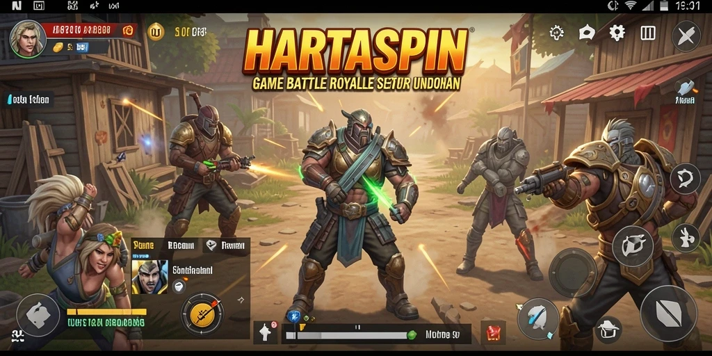 Screenshot HARTASPIN dengan tampilan aksi Battle Royale yang seru.