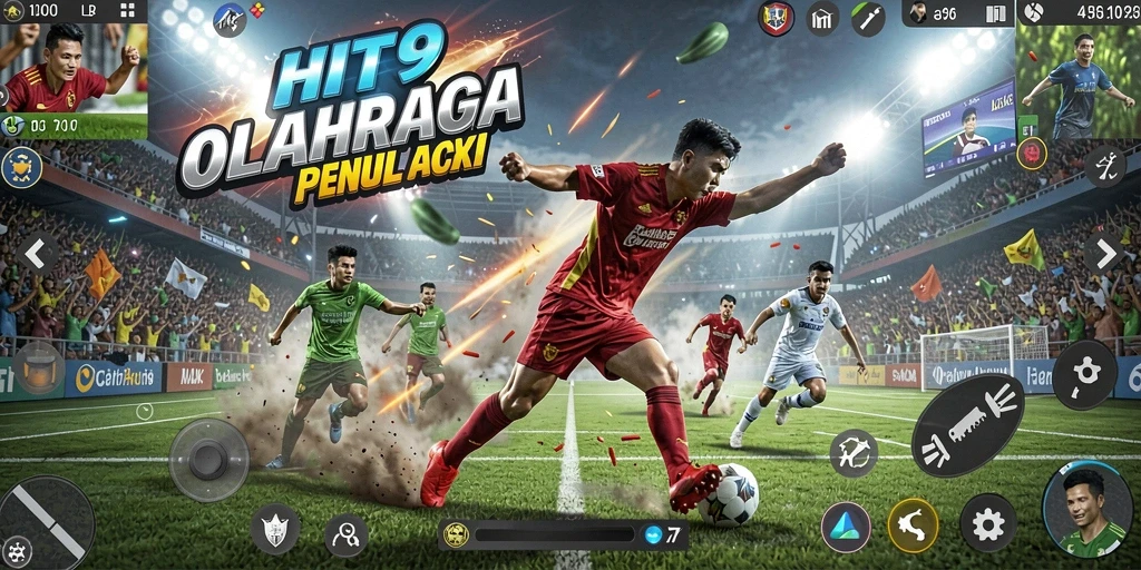 Menampilkan aksi seru dalam game olahraga HIT9.