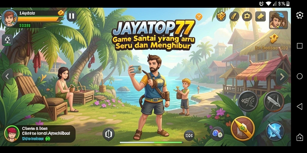 Tampilan gameplay seru dari JAYATOP77 dengan karakter yang menggemaskan.
